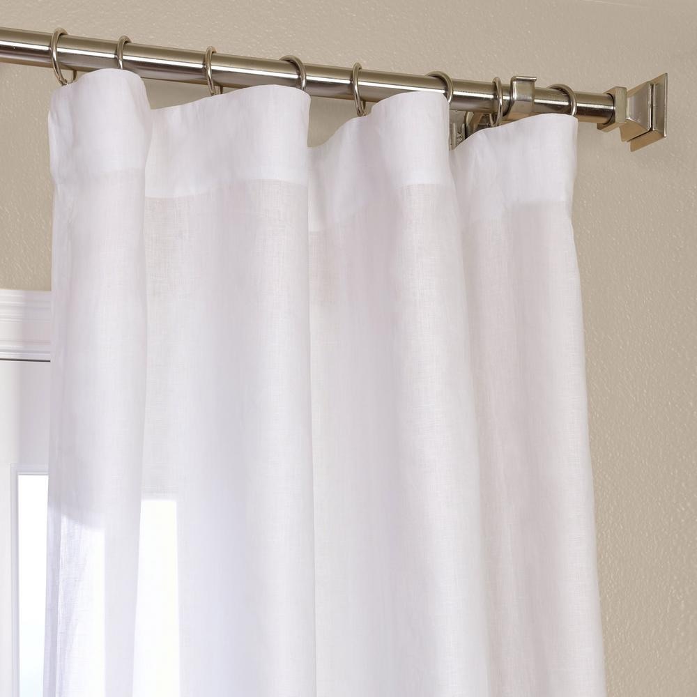 FARMHOUSE Pair Purity White Linen Sheer Curtain
